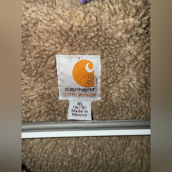 Carhartt Women's Sherpa Lined Sandstone Canyon Jacket Zip Front Purple Size XL - Picture 9 of 11